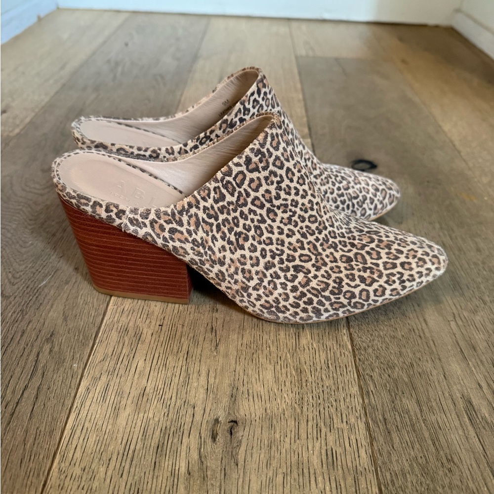Able Leopard Print Mules with Brown Block Heel
